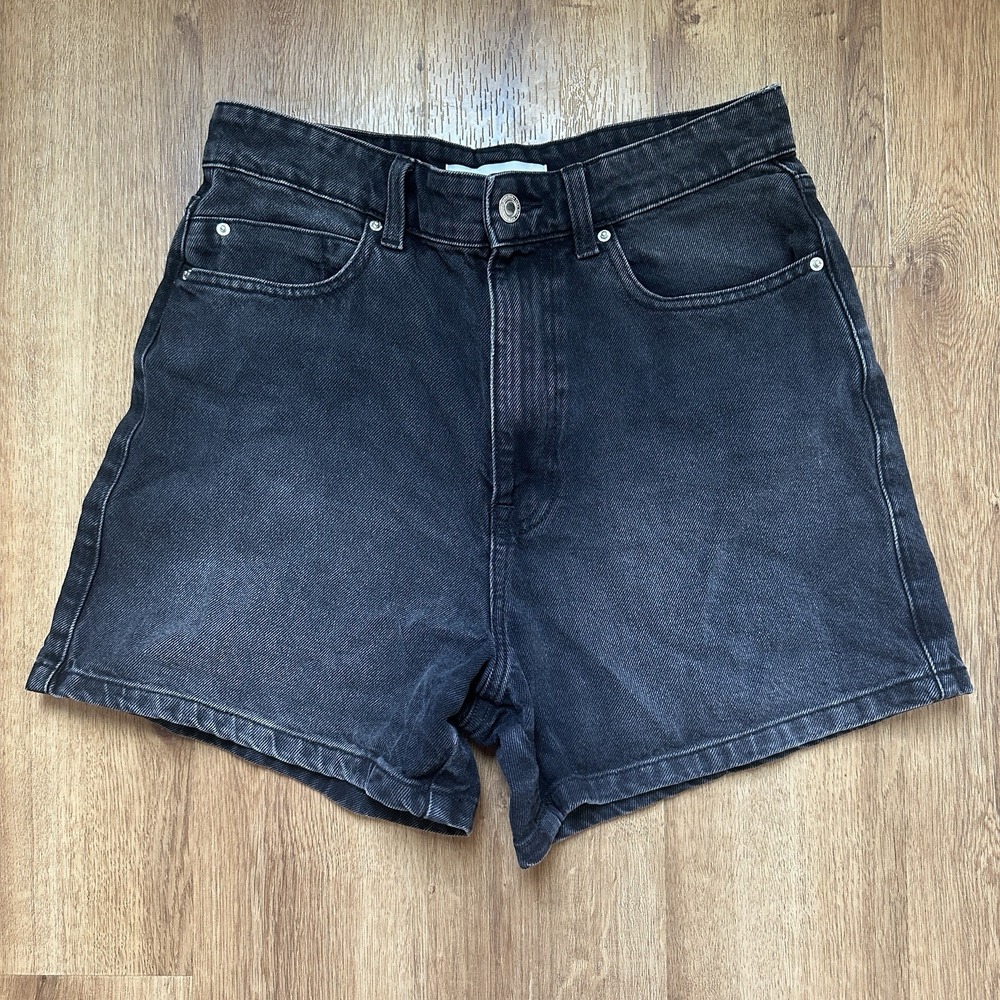 Zara Women's Faded Black 100% Cotton Denim Shorts Size 6